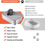 Stainless Steel Cat Litter Box - Large Metal High-Sided Pan for Cats, Pets, Non-Stick, Odor-Free, Easy to Clean, Splash-Proof, Durable (17.7" L x 13.8" W x 6" H)