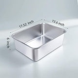 Stainless Steel Cat Litter Box - Large Metal High-Sided Pan for Cats, Pets, Non-Stick, Odor-Free, Easy to Clean, Splash-Proof, Durable (17.7" L x 13.8" W x 6" H)