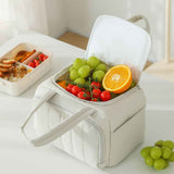 2026 New Quilted Insulated Lunch Bag, Large Capacity Handheld Meal Tote, Portable Thermal Cooler Bento Box Carrier for Office Workers & Students（white）
