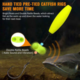 Pre-Tied Catfish Rig System, 23 Inch 55LB Santee Cooper Catfish Float Rig with Adjustable EVA Slip Float and High Carbon Circle Hooks 5/0 6/0 8/0, Ready-to-Fish for River and Bank Fishing(Cigar Float-5/0Hook * 6PCS)