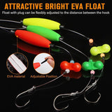 Pre-Tied Catfish Rig System, 23 Inch 55LB Santee Cooper Catfish Float Rig with Adjustable EVA Slip Float and High Carbon Circle Hooks 5/0 6/0 8/0, Ready-to-Fish for River and Bank Fishing(Cigar Float-6/0Hook * 3PCS)