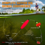 Pre-Tied Catfish Rig System, 23 Inch 55LB Santee Cooper Catfish Float Rig with Adjustable EVA Slip Float and High Carbon Circle Hooks 5/0 6/0 8/0, Ready-to-Fish for River and Bank Fishing(Cigar Float-8/0Hook * 6PCS)