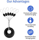 240 Pieces Middle-Sized Fishing Rubber Bobber Beads Stoppers 6 in 1 Black Float Sinker Stops
