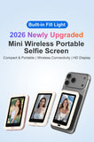 Blue New Phone Selfie Screen Mirroring Display with Built-in Fill Light, Touch Screen Selfie Monitor for Mobile Phone