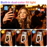 Pink New Phone Selfie Screen Mirroring Display with Built-in Fill Light, Touch Screen Selfie Monitor for Mobile Phone