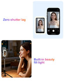 New Phone Selfie Screen Mirroring Display with Built-in Fill Light, Touch Screen Selfie Monitor for Mobile Phone