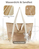 Waterproof Beach Bag for Women with Zipper Sand-Resistant Design Shoulder Strap, Perfect for Beach and Travel, Brown