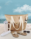 Waterproof Beach Bag for Women with Zipper Sand-Resistant Design Shoulder Strap, Perfect for Beach and Travel, Brown