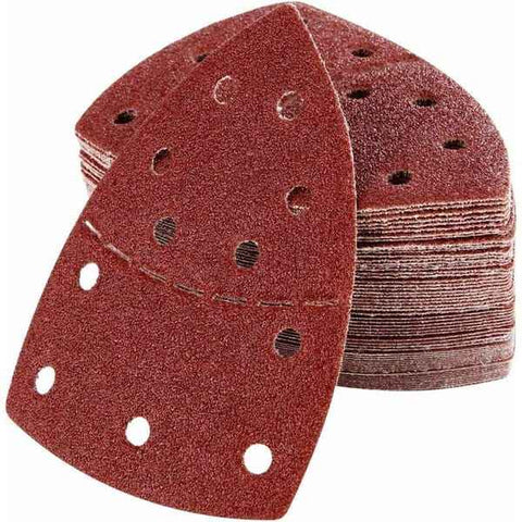 60pcs Triangle Sanding Pads for Bosch PSM 100A / PSM 160 / PSM 200 AES / PSM 18 / PDA 180, 105×152mm Hook & Loop Sandpaper Assorted Grit 40/60/80/100/120/180 for Multi-Sander