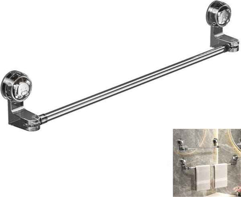 Adjustable 30-60cm Telescopic Suction Towel Rail, No Drill Rotatable Wall Mount Towel Bar, Stainless Steel Bathroom Kitchen Corner Towel Rack