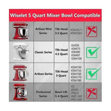Stainless Steel Mixing Bowl 5 Quart for KitchenAid Classic & Artisan 4.5-5QT Tilt-Head Stand Mixers, 304 Stainless Steel Replacement Bowl with Handle
