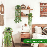 Set of 4 Artificial Hanging Trailing Plants, Fake Eucalyptus, String of Pearls, Boston Fern & Heart Leaf Pothos Vines, Low Maintenance Faux Potted Greenery for Indoor Balcony Wall Home Decor In Australia - Darrahopens