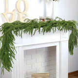 Artificial Norfolk Pine Garland, Real Touch Soft PVC Pine Needle Swag, Fake Cypress Greenery Vine for Christmas Fireplace Mantel Home Xmas Decor