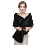 Women's Black Faux Fur Shawl Wrap, Large Long Warm Faux Fur Stole, Winter Shoulder Cover for Wedding Bride Evening Gown Formal Party Cocktail Ball Dress In Australia - Darrahopens
