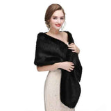 Women's Black Faux Fur Shawl Wrap, Large Long Warm Faux Fur Stole, Winter Shoulder Cover for Wedding Bride Evening Gown Formal Party Cocktail Ball Dress In Australia - Darrahopens