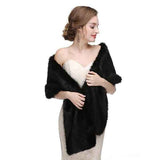 Women's Black Faux Fur Shawl Wrap, Large Long Warm Faux Fur Stole, Winter Shoulder Cover for Wedding Bride Evening Gown Formal Party Cocktail Ball Dress In Australia - Darrahopens