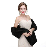 Women's Black Faux Fur Shawl Wrap, Large Long Warm Faux Fur Stole, Winter Shoulder Cover for Wedding Bride Evening Gown Formal Party Cocktail Ball Dress In Australia - Darrahopens