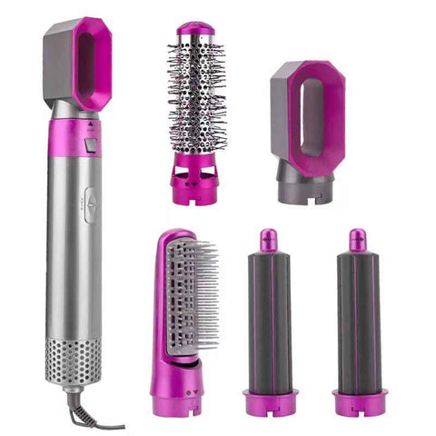 5 in 1 Hot Air Brush Hair Styler Set, Multi Interchangeable Attachments Hair Dryer Brush, Straightener Curler Volumizer Comb, Ionic Blow Dryer Styling Tool for All Hair Types（Bright Fuchsia） In Australia - Darrahopens