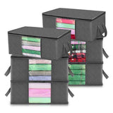6 Pack 35L Clothes Storage Bags, Foldable Under Bed Storage Boxes with Clear Window, Reinforced Handles Quilt Blanket Organiser Containers for Wardrobe Closet Bedroom Storage In Australia - Darrahopens