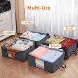 6 Pack 35L Clothes Storage Bags, Foldable Under Bed Storage Boxes with Clear Window, Reinforced Handles Quilt Blanket Organiser Containers for Wardrobe Closet Bedroom Storage