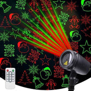 Christmas Laser Projector Lights with Remote Control, Red & Green LED Star Laser Projection Lamp, Waterproof Outdoor Xmas Decor Light with Santa Snowflake Tree Bell Gingerbread Patterns for Yard Garden Party In Australia - Darrahopens