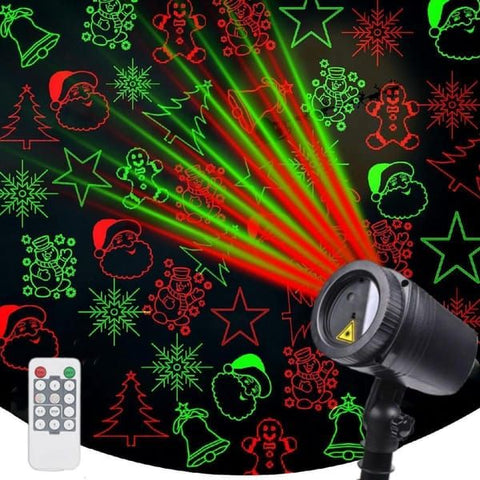 Christmas Laser Projector Lights with Remote Control, Red & Green LED Star Laser Projection Lamp, Waterproof Outdoor Xmas Decor Light with Santa Snowflake Tree Bell Gingerbread Patterns for Yard Garden Party In Australia - Darrahopens