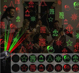 Christmas Laser Projector Lights with Remote Control, Red & Green LED Star Laser Projection Lamp, Waterproof Outdoor Xmas Decor Light with Santa Snowflake Tree Bell Gingerbread Patterns for Yard Garden Party