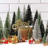 30 Pack Mini Christmas Bottle Brush Trees with Wooden Base, Gradient Green Artificial Frosted Small Pine Trees, Tabletop Mini Xmas Tree Decor for Home Party DIY Craft Table Centerpiece Ornaments In Australia - Darrahopens