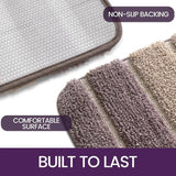 Gradient Striped Plush Bath Mat, Absorbent Quick‑Dry Non‑Slip Bathroom Rug for Home Entrance Bedroom