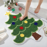 Christmas Tree Shaped Faux Cashmere Bath Rug, Festive Non‑Slip Home Floor Mat for Living Room In Australia - Darrahopens