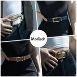 Unisex Double‑Sided Leather Ratchet Belt, Hole‑Free Adjustable Alloy Buckle for Men & Women(Brown） In Australia - Darrahopens