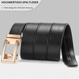 Unisex Double‑Sided Leather Ratchet Belt, Hole‑Free Adjustable Alloy Buckle for Men & Women(Brown）