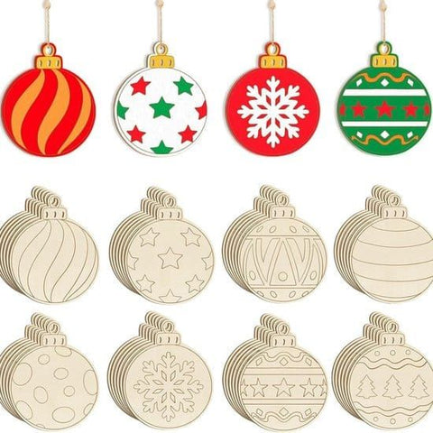 40Pcs DIY Wooden Christmas Ornaments, Unfinished Wood Baubles for Xmas Tree Party Decorations, Christmas Gift In Australia - Darrahopens