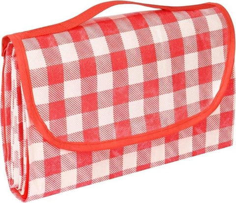Waterproof Picnic Mat with Carry Handle, 100x150cm, Pink Gingham for Camping Beach Park Outdoor Activities In Australia - Darrahopens
