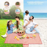 Waterproof Picnic Mat with Carry Handle, 100x150cm, Pink Gingham for Camping Beach Park Outdoor Activities