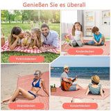Waterproof Picnic Mat with Carry Handle, 100x150cm, Pink Gingham for Camping Beach Park Outdoor Activities