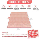 Waterproof Picnic Mat with Carry Handle, 100x150cm, Pink Gingham for Camping Beach Park Outdoor Activities