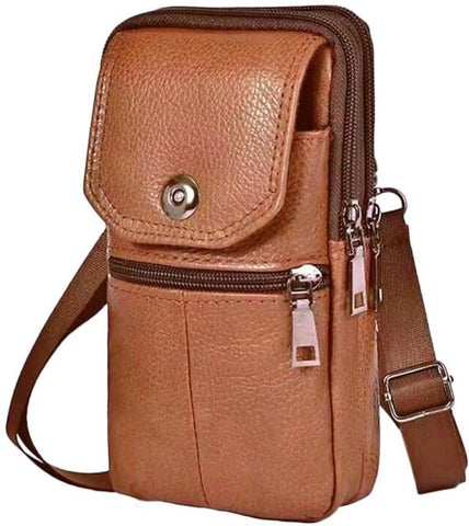 Men’s Leather Phone Waist Bag, Vertical Belt Pouch, Multi‑Purpose Crossbody Shoulder Smartphone Holder In Australia - Darrahopens