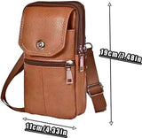 Men’s Leather Phone Waist Bag, Vertical Belt Pouch, Multi‑Purpose Crossbody Shoulder Smartphone Holder