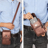 Men’s Leather Phone Waist Bag, Vertical Belt Pouch, Multi‑Purpose Crossbody Shoulder Smartphone Holder In Australia - Darrahopens