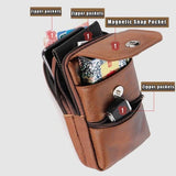 Men’s Leather Phone Waist Bag, Vertical Belt Pouch, Multi‑Purpose Crossbody Shoulder Smartphone Holder
