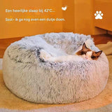 Cave Cat Bed 40cm, Donut Calming Anti‑Anxiety Pet Bed, Grey‑White for Cats & Small Dogs In Australia - Darrahopens