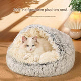 Cave Cat Bed 40cm, Donut Calming Anti‑Anxiety Pet Bed, Grey‑White for Cats & Small Dogs In Australia - Darrahopens