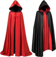Reversible Hooded Long Cape, Black & Red Double‑Sided Unisex Cloak, Halloween Cosplay Costume for Vampire Reaper Witch Pirate In Australia - Darrahopens