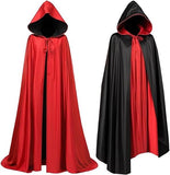 Reversible Hooded Long Cape, Black & Red Double‑Sided Unisex Cloak, Halloween Cosplay Costume for Vampire Reaper Witch Pirate In Australia - Darrahopens