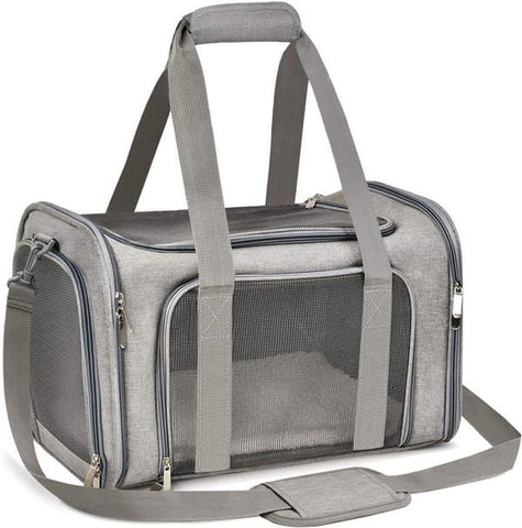 Soft‑Sided Pet Carrier Bag, Airline Approved Dog Carrier, L Size Collapsible Pet Travel Basket for Small Dogs, Cats, Puppies and Rabbits