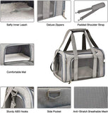 Soft‑Sided Pet Carrier Bag, Airline Approved Dog Carrier, L Size Collapsible Pet Travel Basket for Small Dogs, Cats, Puppies and Rabbits