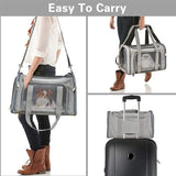 Soft‑Sided Pet Carrier Bag, Airline Approved Dog Carrier, L Size Collapsible Pet Travel Basket for Small Dogs, Cats, Puppies and Rabbits