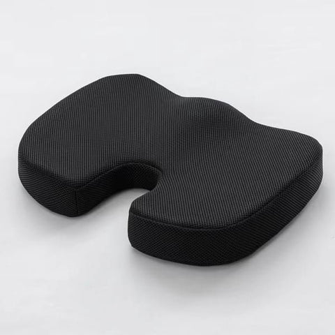 Black Ergonomic U‑Shaped Memory Foam Seat Cushion, Tailbone Relief & Posture Support with Breathable Cover