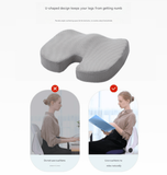Black Ergonomic U‑Shaped Memory Foam Seat Cushion, Tailbone Relief & Posture Support with Breathable Cover